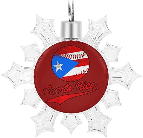 Bola de beisebol de Porto Rico, árvore de Natal, encantos de flocos de neve que penduram decorações de flocos de neve com cabos