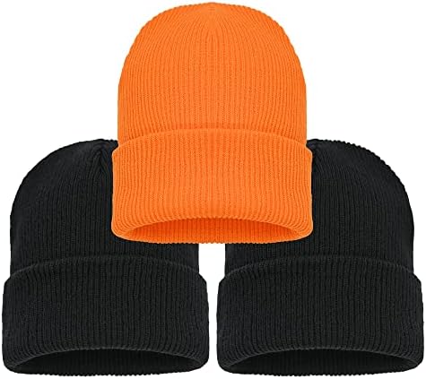 3 pacote clássico chapéus de gorro vintage para homens Mulheres inverno cor malha de cor sólida chapéu de algema