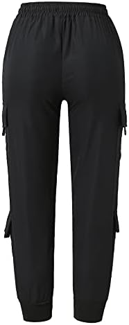 Calça de trabalho, calça esportiva solta de cintura altiva de rua de rua harém cargo feminino correndo calças para