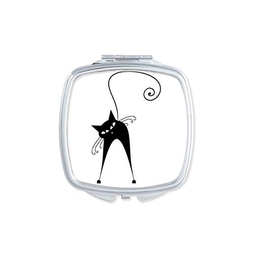 Halloween Black Cat Amante Arte Animal Espelho Espelho Portátil Maquiagem de bolso compacto Vidro de dupla face