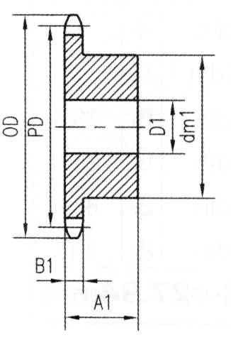 Ametric 25b41 polegadas ANSI 25-1 CEIVO DE AÇO HUB, para a corrente de fita única 25 com largura de rolo de 1/4 de 1/4, largura