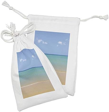 Conjunto de bolsas de tecido oceano de Ambesonne de 2, ainda calmo mar na praia com paisagem aquática Sun Peace Relax Nature Image,