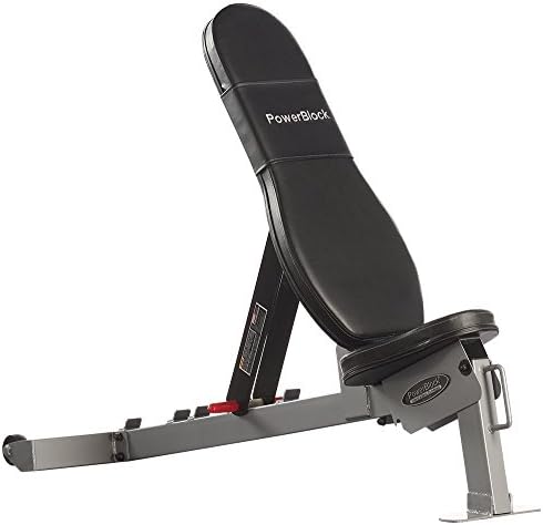 PowerBlock Sport Bench, Bench Workout, Banco e assento ajustáveis ​​de 5 posições, Wheels e Kit de Handle