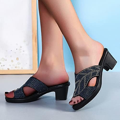 Flippers de casa para sapatos femininos SLIP-O-DIAMEIROS Saltos de diamante Fashion feminino Sandálias Casuais Sandálias Casuais Sandálias Sandálias