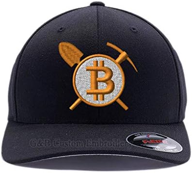 Bitcoin Mining Cap. O logotipo da moeda digital Bitcoin bordou. Chapéu personalizado