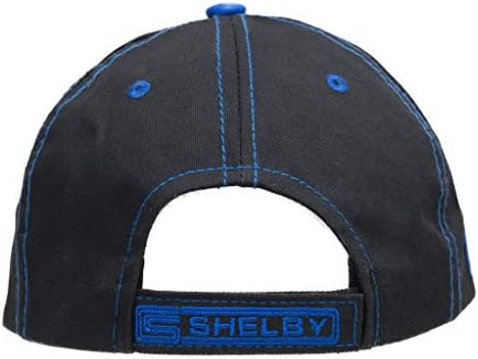 Shelby Cobra Snake Logotho - Cap de beisebol | Preto com costura azul | algodão | Ajustável | Um tamanho serve