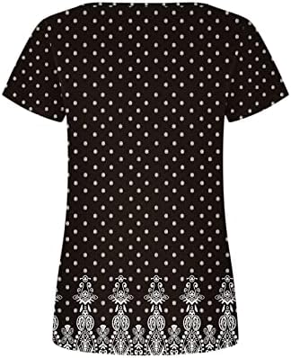 Blusas de brunch para feminino de manga curta de luvas de pescoço spandex Floral Graphic Fit Blouse Shirts Ladies 2023 F1