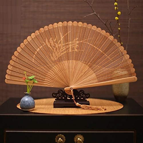 Ventilador dobrável do lyzgf, ventilador de mão dobrável chinês retro orquídea ventilador de mão dobrável com molduras de bambu