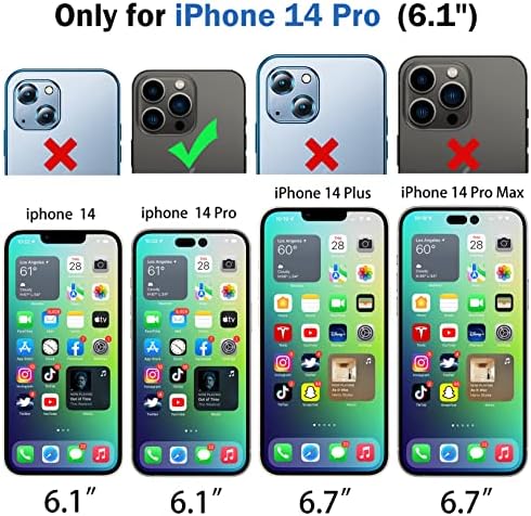 Para o iPhone 14 Pro Case com 2 x protetor de tela, [à prova de choque] [Prova de queda] [Prova de poeira] Casa de proteção