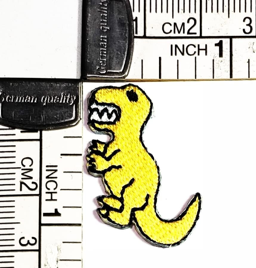 Kleenplus Mini Amarelo Dinosaur Cartoon Kids Iron em patches dinossauros Estilo de moda de moda Bordado Motif Aplique Decoração