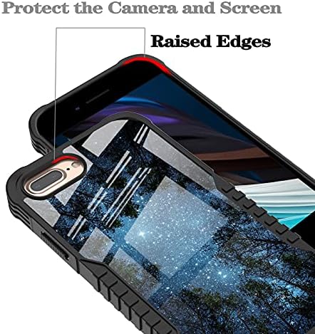 Caso do iPhone 8 Plus for Men Mulher, estrela o design da noite da árvore da floresta para o iPhone 7 Plus [cantos à prova