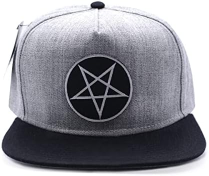 Pinos e ossos Chapéu de pentagrama, estrela, chapéu de snapback gótico preto e cinza, tamanho único