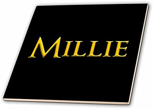 3drose Millie Mainstream Feminino Nome nos EUA. Amarelo em amuleto preto - telhas