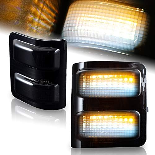 Desempenho Driftx, Luzes de sinal de espelho lateral LED 2008- Ford Super Duty, lente de fumaça refletor de brancos/âmbar
