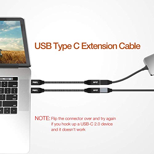 UseBean USB C Extensão Cabo 2ft 2ft 2-Pack, USB-C 3.2 Gen2 10 Gbps Male a fêmea 4K Cord, extensor tipo C, compatível com MacBook Pro/iPad