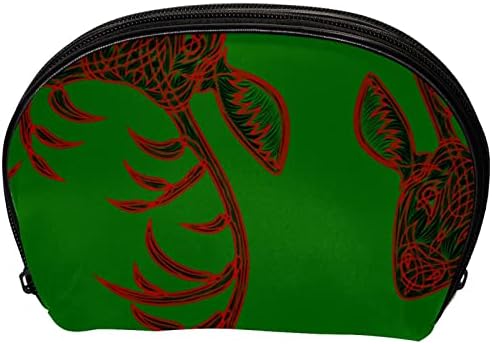 Tbouobt Makeup Bag Zipper Pouch Travel Organizador cosmético para mulheres e meninas, desenho animado de Elk Green Red Elk
