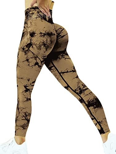 Jomkig Tie Dye Leggings sem costura para mulheres Alta cintura Treino de ioga Pontas de ioga Scrunch Butting Compacty