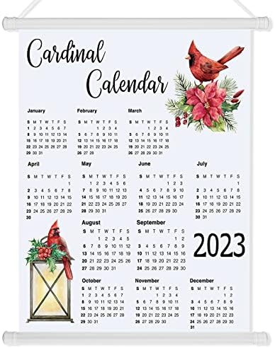 Cardinal de Natal 2023 Decoração do calendário Cardinal pendurar calendário 2023 Calendário de arte de parede 12 meses Grande