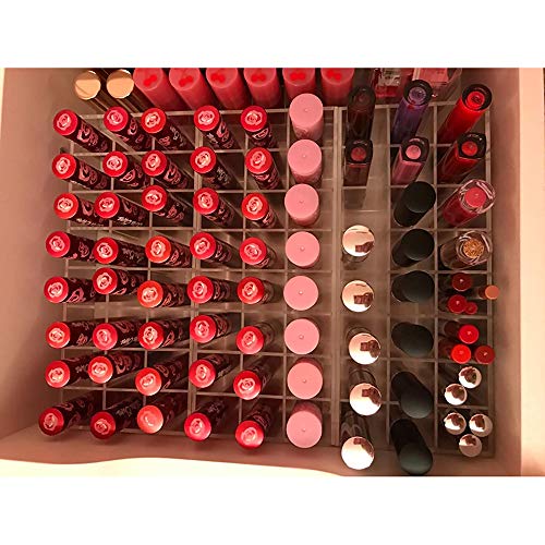 Hedume 2 Pack Lip Gloss Organizer, 24 espaços Organizador de brilho labial acrílico e suporte de maquiagem de beleza,