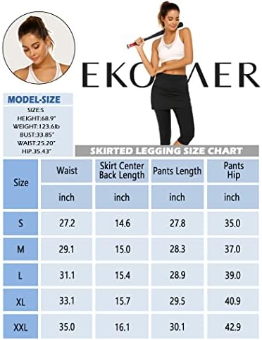 Ekouaer Scorreu Leggings para mulheres Skorts de golfe de tênis Capris Gym Yoga Legging com saias