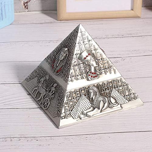 Oumefar vintage metal cinzeiro com capa à prova de vento ornamentos pirâmides egípcios para o hotel em casa, decoração de