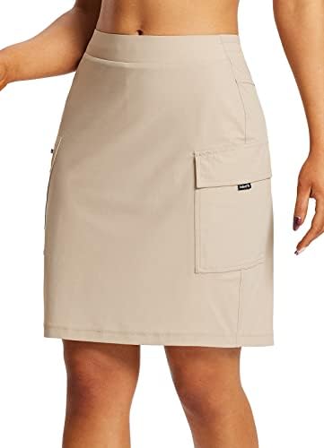 Skorts de Baleaf Women Salas de caminhada de caminhada bolsos de skorts de 19 comprimento de joelho de comprimento Saias secas