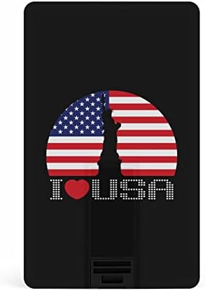 Eu amo a Estátua dos EUA da Liberdade e a bandeira dos EUA USB 2.0 Flash-DRIVES Memory Stick Stick Credit Card Shap