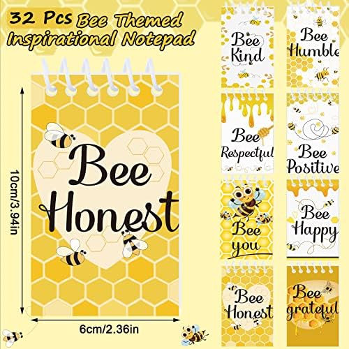 Fuutreo 32 PCs com tema de abelha inspirada no bloco de notas 2,36 x 3,94 polegadas Mini notas em espiral em branco Notebook 8