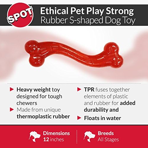 Spot por produtos éticos tocam forte brinquedo de cachorro em forma de S | Brinquedo interativo de cão de borracha durável para