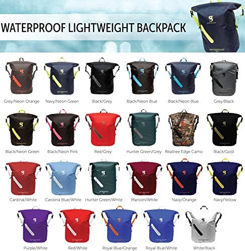 Geckobrands Backpack leve à prova d'água 30l, preto/cinza - Mochila aquária para caminhadas e atividades de água leve