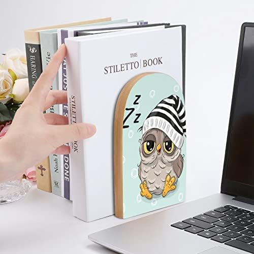 Cartoon Owl Wooden BookENnd Livro de livros de livros de estante de livros de estante de livros Decoração 1 pares para