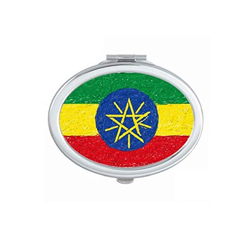 Listras Etiópia Bandeira Lágrinha Desenho Espelho Portátil Dobra Maquiagem de Mão Compuções Lateis Doubres