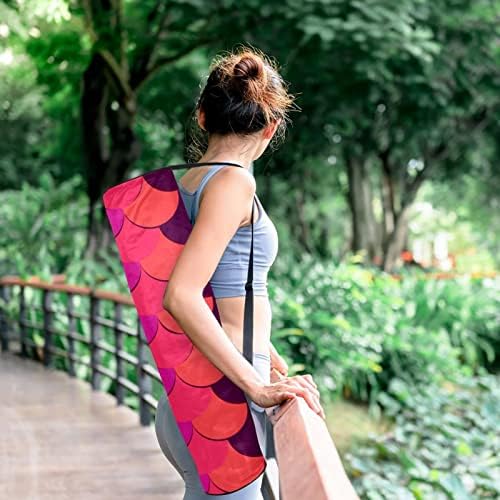 Portador de saco de tapete de ioga com alça de ombro ajustável, escamas de peixe escamas de arco -íris do exercício náutico