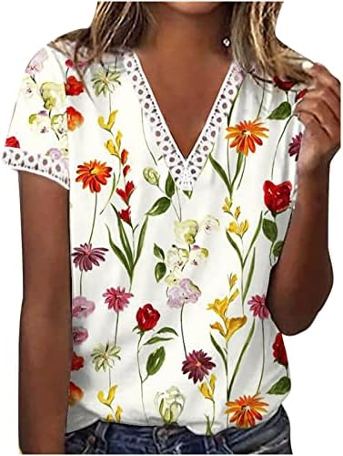 Camiseta da blusa para meninas de outono roupas de verão y2k manga curta renda algodão v pesco