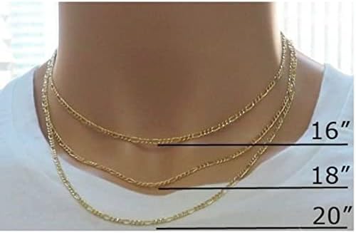 Verona Jewellers 14K Gold 2mm e 2,75 mm Colar de corrente italiana Link- colar de 14K, colar de corrente de 14k Figaro, Meninas