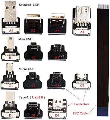 1PCS FFC Tipo-C Mini Micro USB Cabo de fita de extensão USB adequado para DJI tipo C Soft flexível FPC Charge FPV Monitor