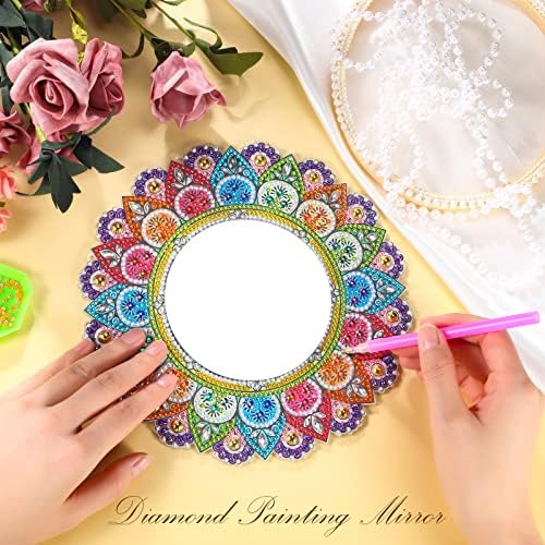 DIY Pintura de diamante espelho Mandala Crystal Diamond Painting Kit Plate Plate em forma de 5D Diamond Art Makeup espelho