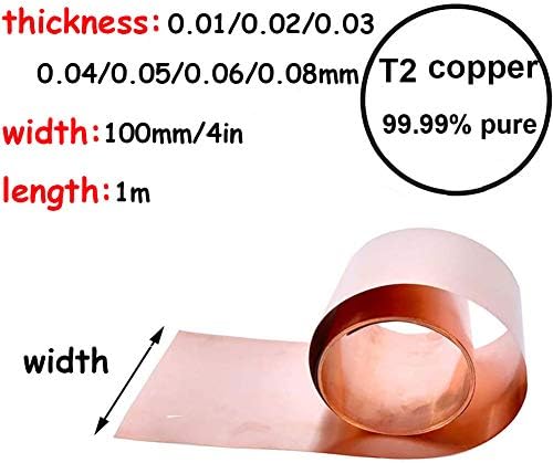 Folha de cobre WSABC PAINEL DE PLACA DE METAL T2 CU PURO 99,9% de alta pureza, 0,01mm100mm