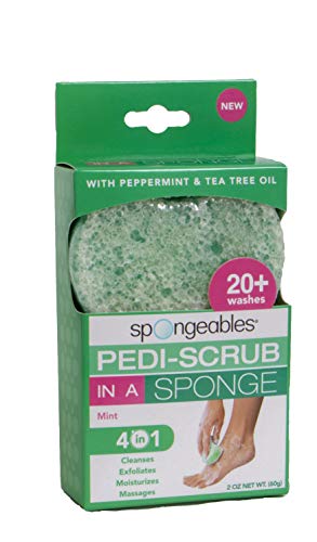 Buffer de pé Pediscrub esponja o sabão na esponja contém óleo de hortelã -pimenta e tea árvore para esfoliar mais de 20 lavagens