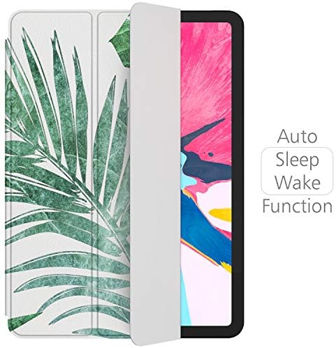 Lex Altern iPad Case Pro 11 polegadas 12.9 Tampa magnética 2019 2018 geração 3d Apple Proteção Hard Shell Folio Trifold Smart Alow Sleep Sleep lápis verde folha de palmeira folhas tropicais impressas Ultra Thin