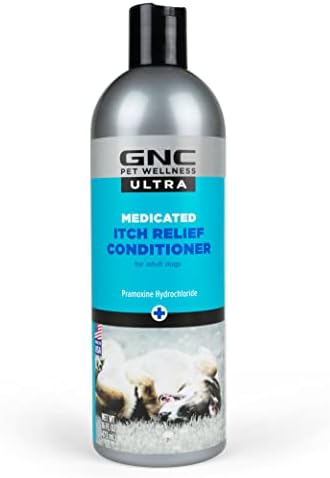 GNC Ultra Medicated Itch Relief Condicionador 16oz | Condicionador calmante para cães com aveia e cloridrato de pramoxina | Condicionador hidratante para cães GC GC Medicou Itch Relief, FF13854