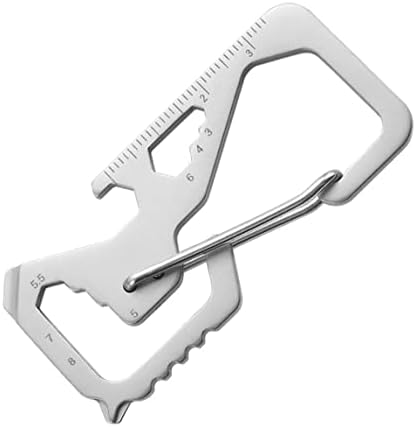 Teclochain de aço inoxidável bítico com clipe de clipe de carabiner, ferramenta de bolso com ferramenta multifuncional externa