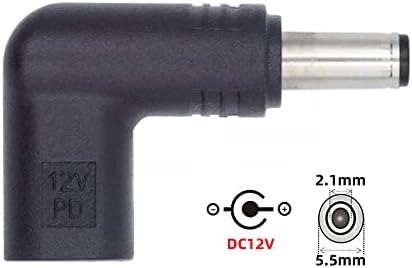 Cablecc USB 3.1 tipo C USB-C fêmea a DC 12V 5.5x2.1mm plugue de 90 graus Adaptador PD emulador PD Trigger