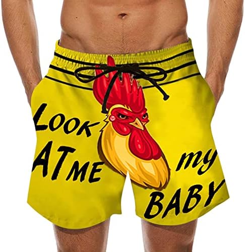 Shorts de tábua masculina Treno de natação elástica da cintura com bolsos Funny Print Holidat Holiday Swim Turncos de banheira