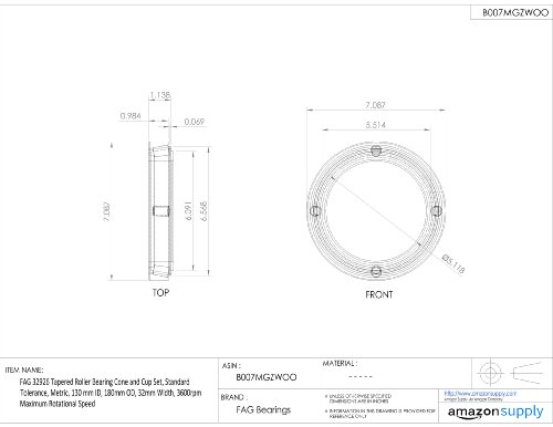 FAG 32926 Cone de rolamento cônico e conjunto de copos, tolerância padrão, métrica, ID de 130 mm, 180 mm, largura de