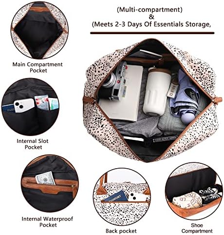 MyMealivos Canvas Weekender Bag, viagens noturnas Carry On Duffel com bolsa de sapatos e bolsa de higiene