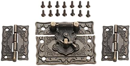 MGWYE LATCH HASP CLASP + dobradiças com armário de malas de parafuso Antigo bronze jóias de madeira hardware vintage de