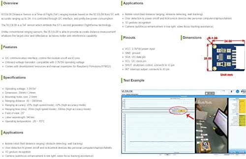 WaveShare VL53L0X Sensor de distância de longa distância de tempo de tempo de tempo de variação de distância até 2M de medição de