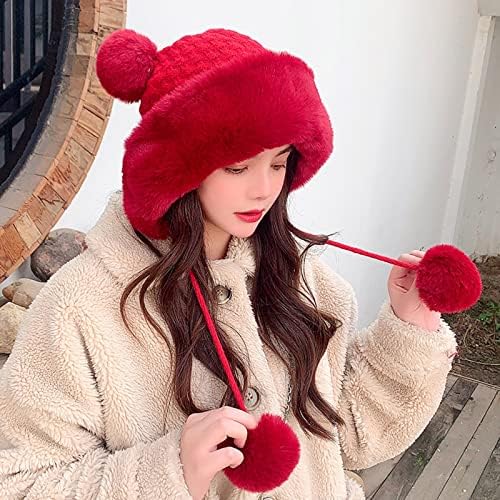 Chapéus de pompom de inverno para mulheres tricotar o chapéu de crochê feminino