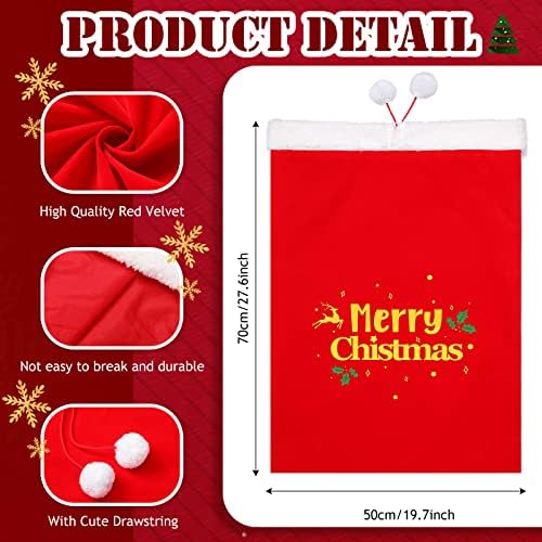 2 PCs Christmas Red Velvet Papai Noel Sacos com cordas Cordeiras de veludo vermelho Papai Noel Papai Noel Sack Papai